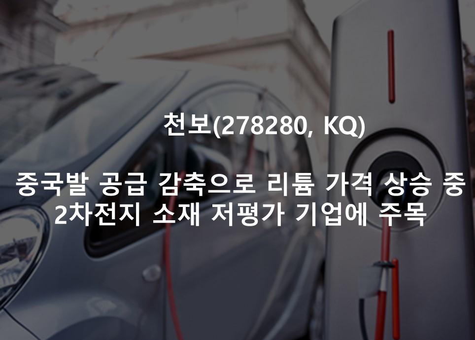 중국발 공급 감축으로 리튬 가격 상승 중 <br /> 2차전지 소재 저평가 기업에 주목